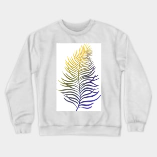 Summer tropical palm leaf watercolor print, purple yellow Crewneck Sweatshirt